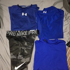 Childrens Under Armor and Nike pros